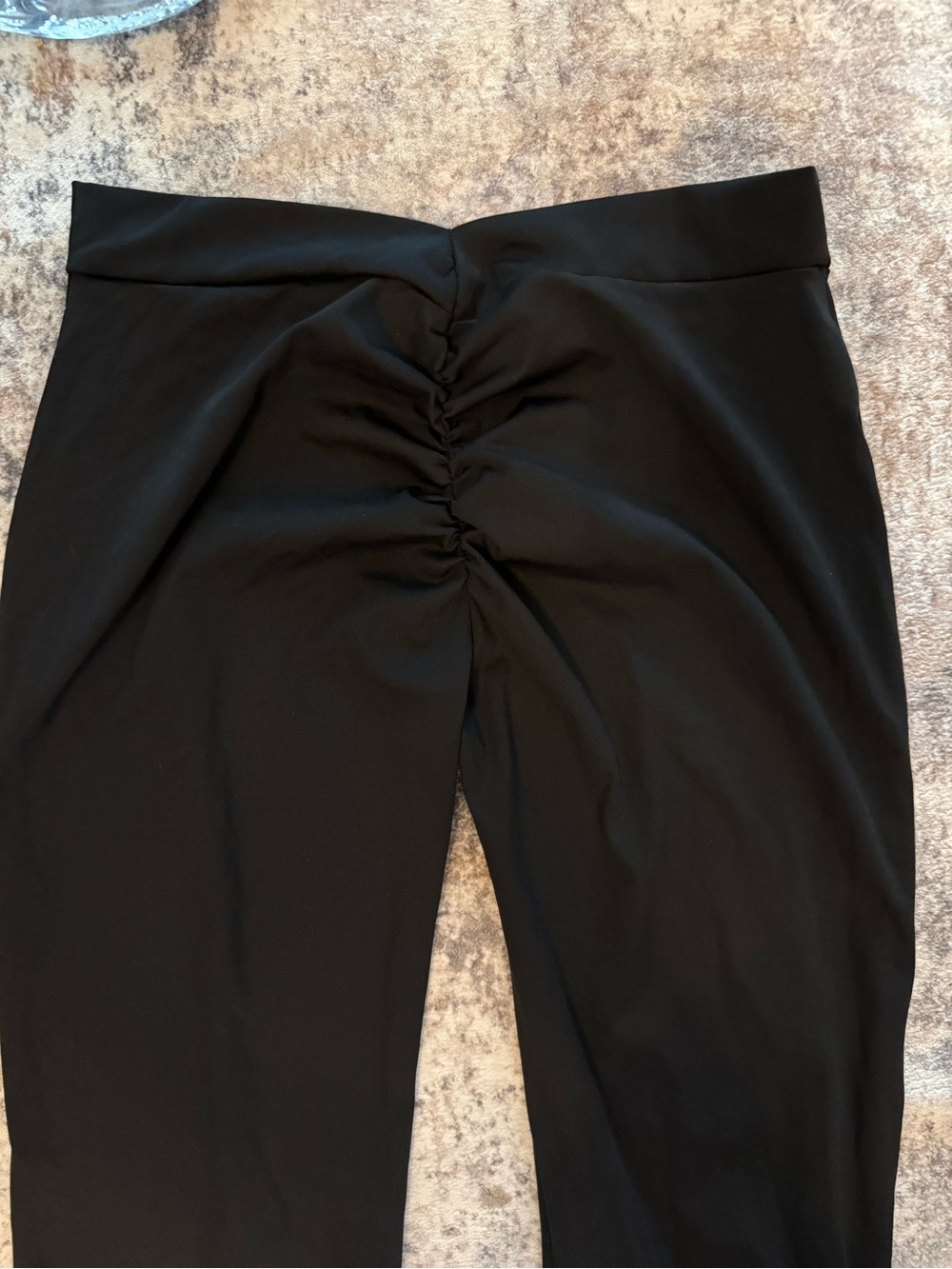 Black Ruched scrunch butt flare wide leg pants